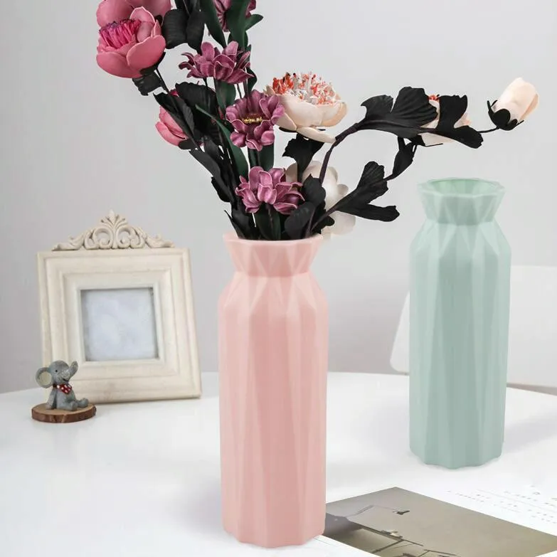2-pack Plastic Round Vases - Simple Anti-fall Home Decor Ornaments