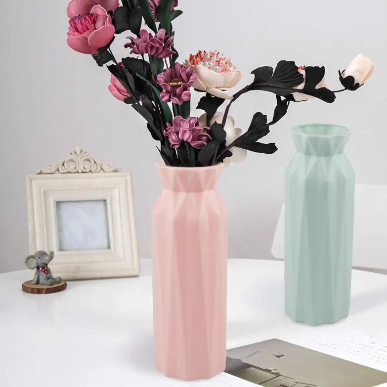 2-pack Plastic Round Vases - Simple Anti-fall Home Decor Ornaments