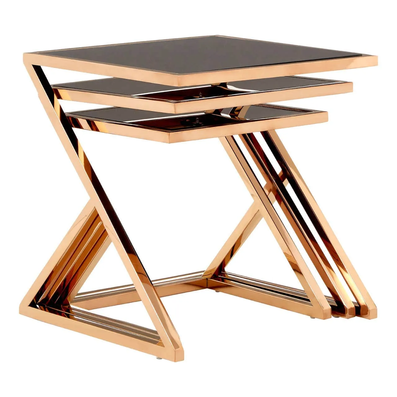 Ackley Set Of 3 Rose Gold Finish Nesting Tables