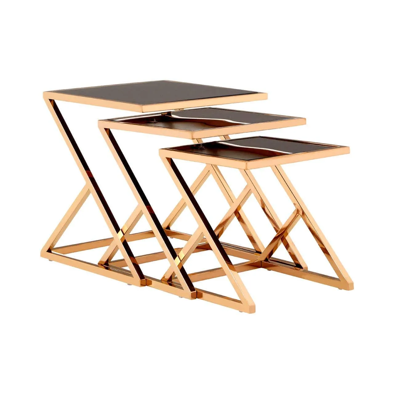 Ackley Set Of 3 Rose Gold Finish Nesting Tables