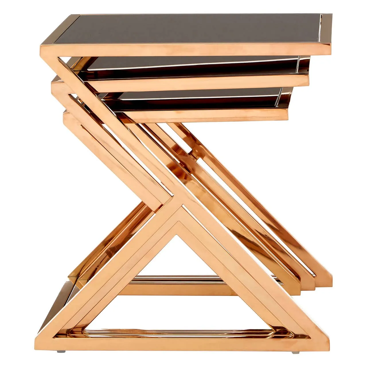 Ackley Set Of 3 Rose Gold Finish Nesting Tables