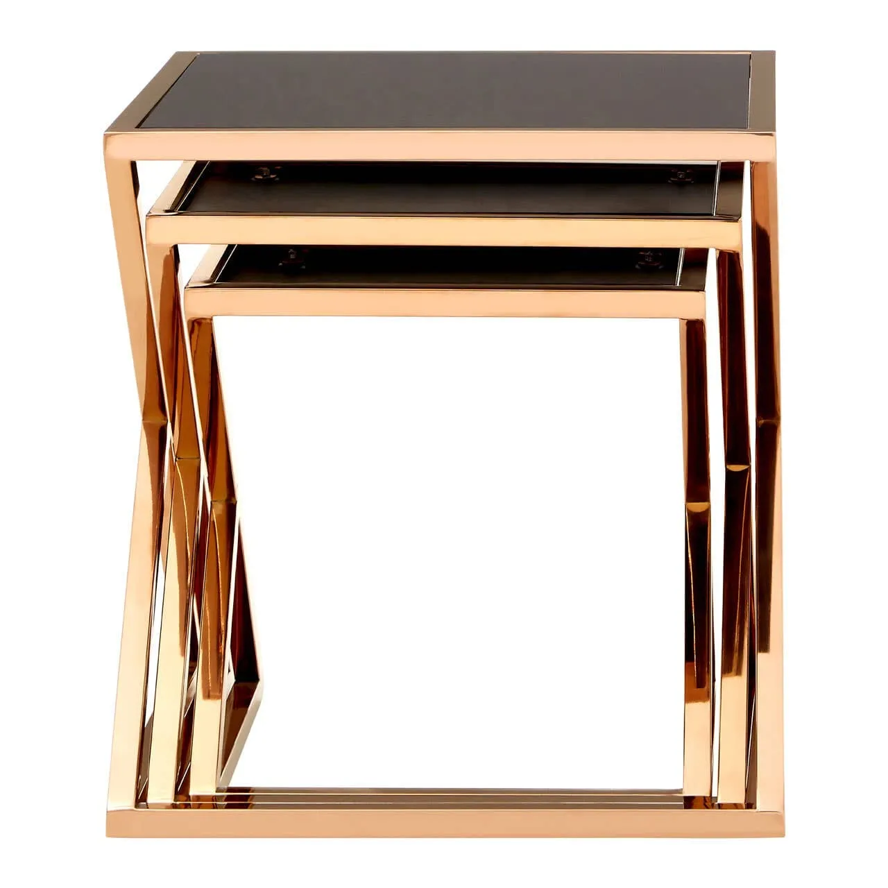 Ackley Set Of 3 Rose Gold Finish Nesting Tables