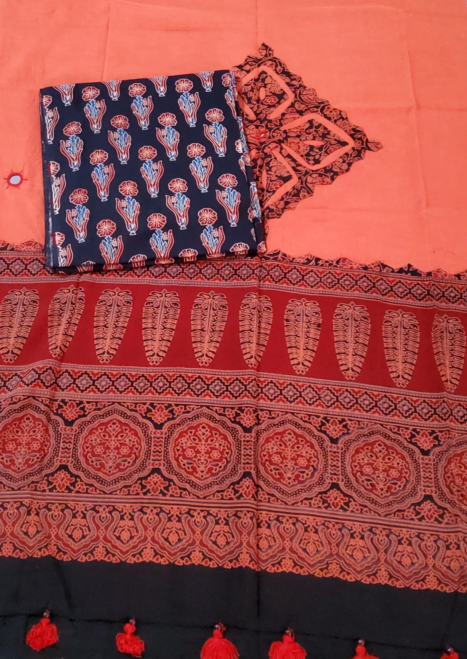 Ajrakh Cotton Top Dupatta Set