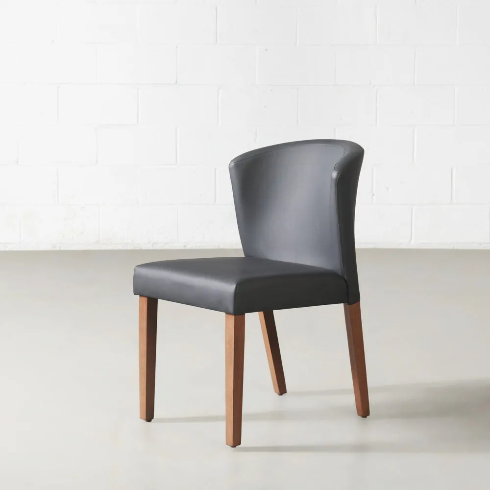 ALICIA - Black Leather Dining Chair - FINAL SALE