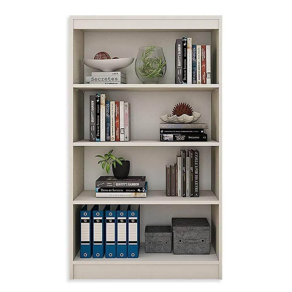 Alpha Book Shelf, Storage Racks and Shelves, Showcase Cabinets Bookcase | 54" High, 4 Shelfs, Frosty White