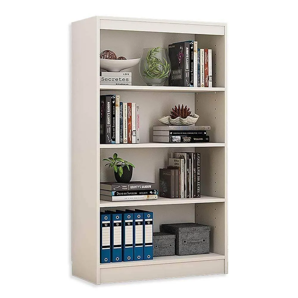 Alpha Book Shelf, Storage Racks and Shelves, Showcase Cabinets Bookcase | 54" High, 4 Shelfs, Frosty White