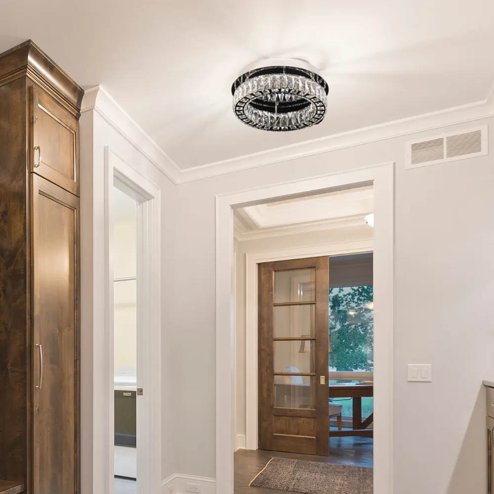 Amelia L1935/24/005CH Contemporary LED Bohemian Crystal Flush Mount Chandelier