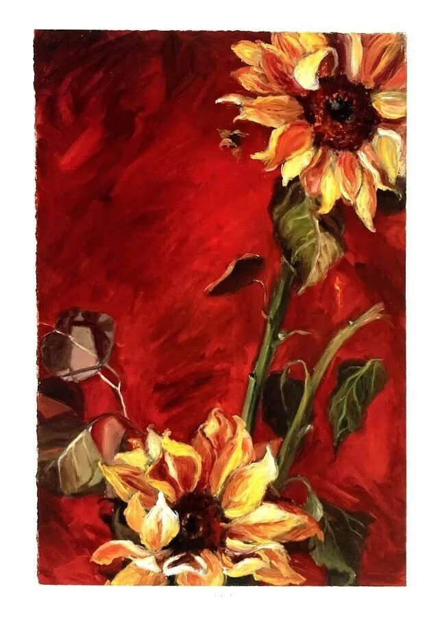 Art Print/Sunflowers/Red and Yellow/12" 18" image
