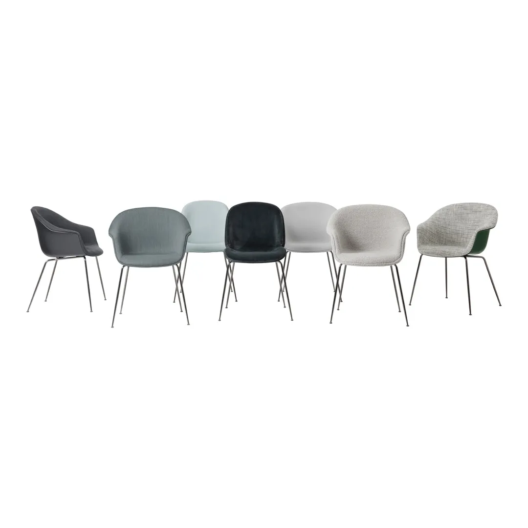 Bat Dining Chair - Black Chrome Conic Base - Front Upholstered