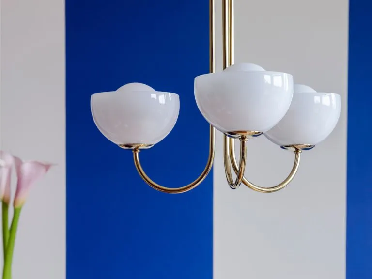 Brass 3 light dome ceiling light