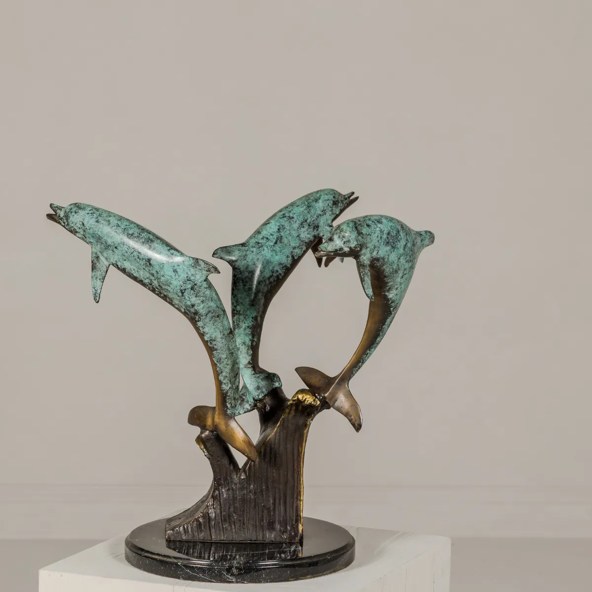Bronze Tabletop Statue of Dolphins