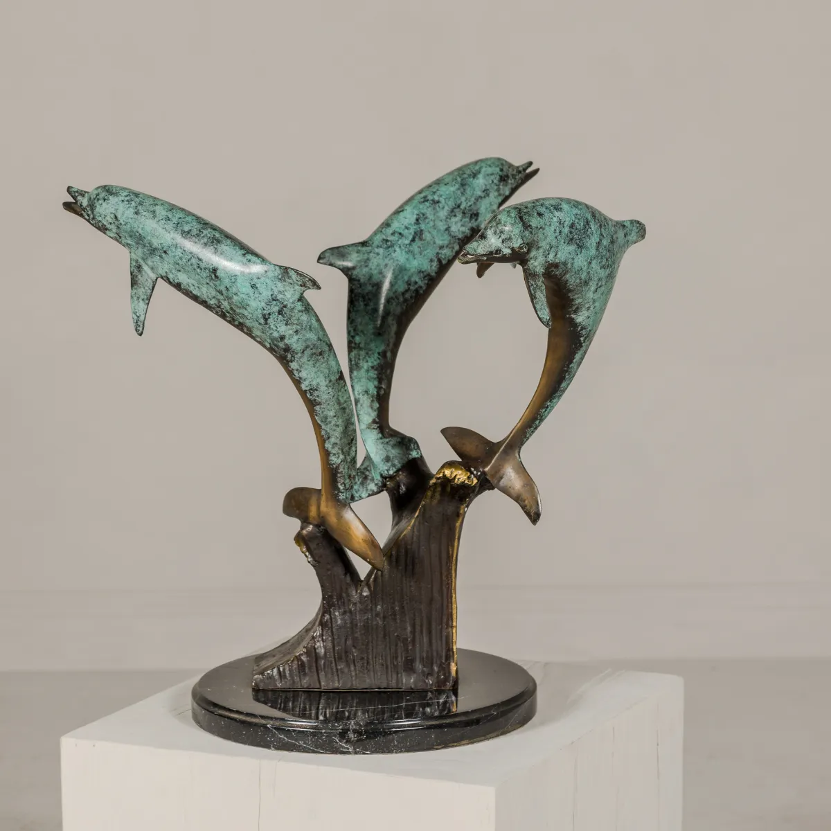 Bronze Tabletop Statue of Dolphins