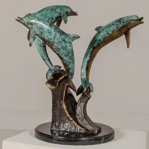 Bronze Tabletop Statue of Dolphins