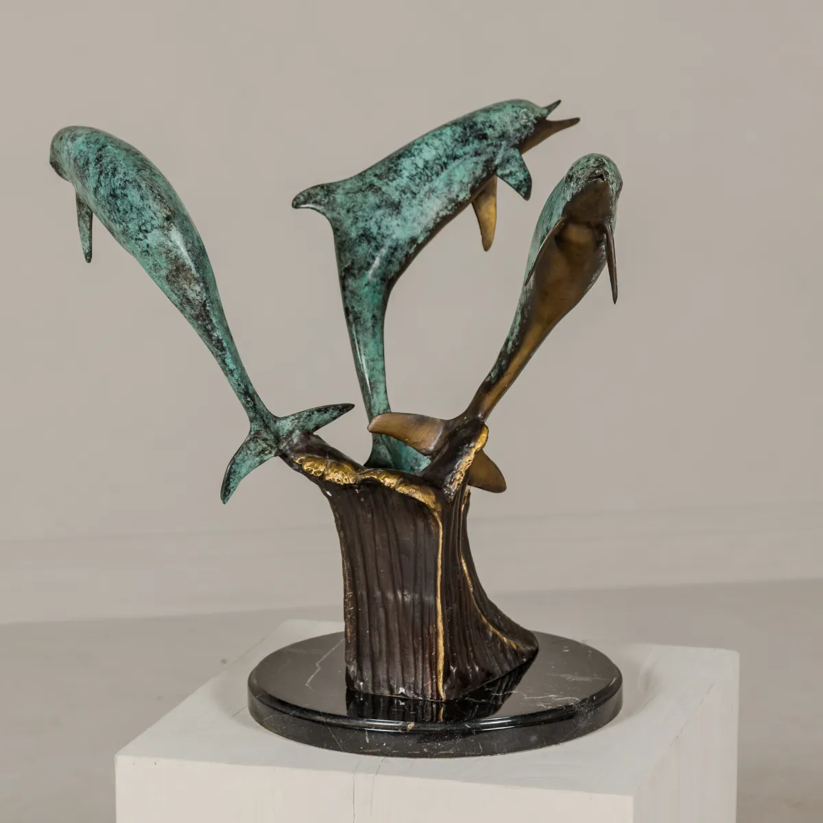 Bronze Tabletop Statue of Dolphins