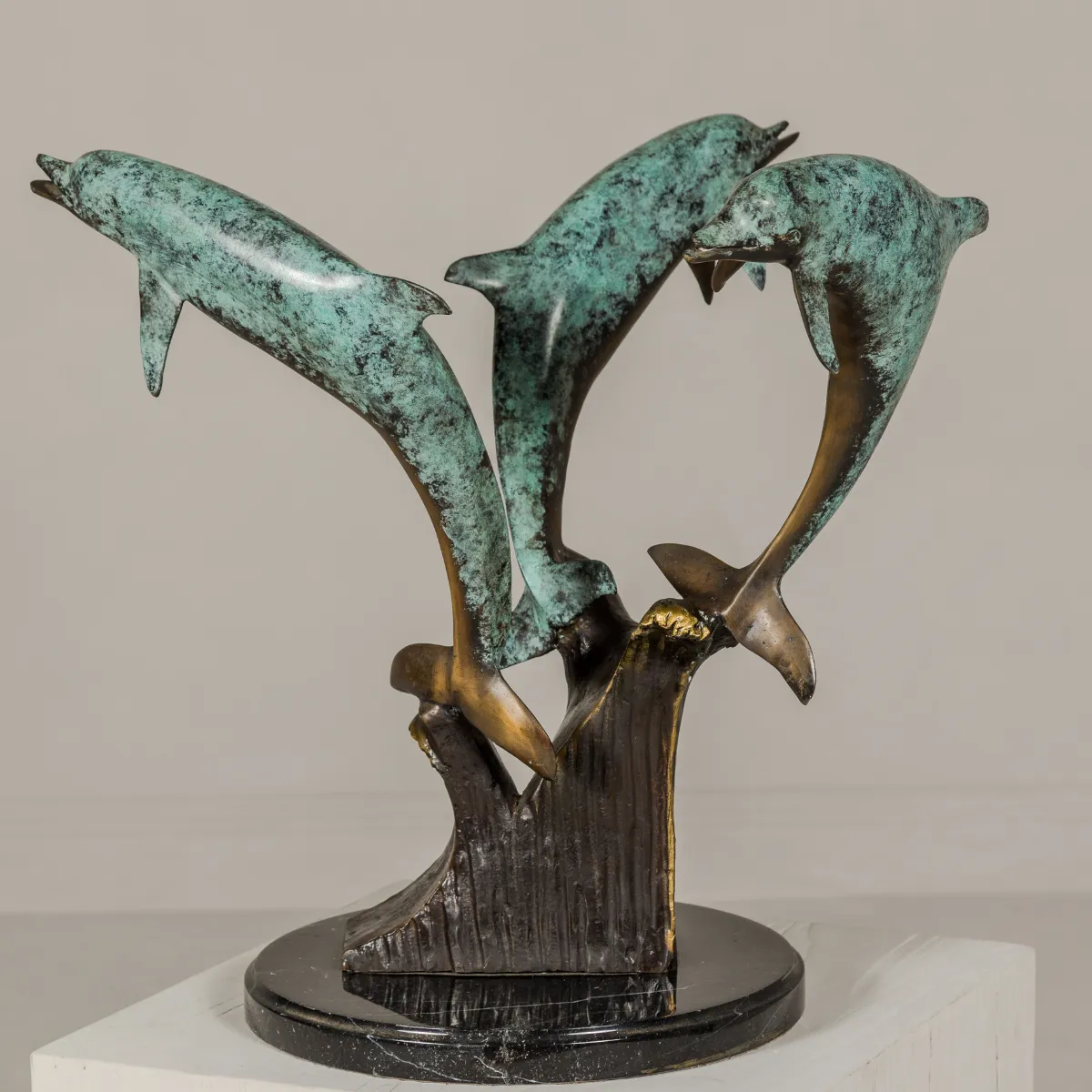 Bronze Tabletop Statue of Dolphins