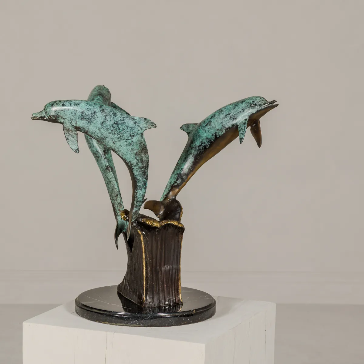 Bronze Tabletop Statue of Dolphins