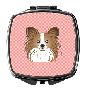Checkerboard Pink Papillon Compact Mirror BB1248SCM by Caroline's Treasures
