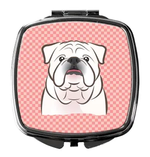 Checkerboard Pink White English Bulldog  Compact Mirror BB1220SCM by Caroline's Treasures
