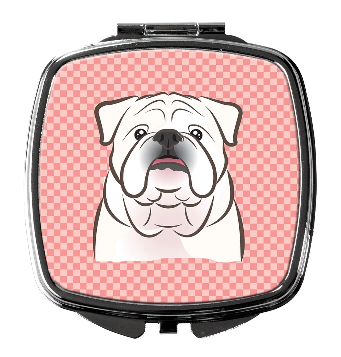 Checkerboard Pink White English Bulldog  Compact Mirror BB1220SCM by Caroline's Treasures