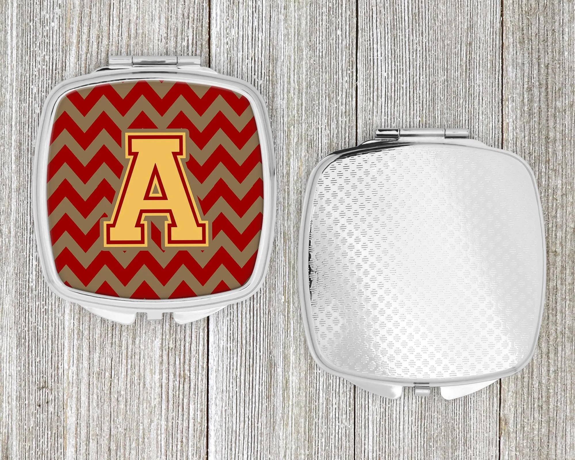 Chevron Garnet and Gold Compact Mirror