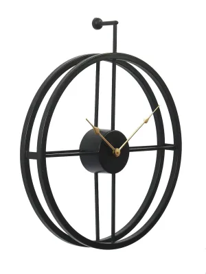 CHRONIKLE Elegant Round Black Metal Case Golden Color Needle Silent Wall Clock for Living Room Home Decor Office Gifts (Size: 45 x 6 x 51 CM | Weight: 1550 Gram)