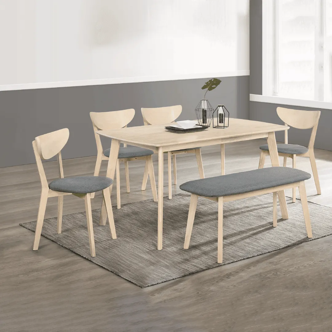 Damozie Wooden Dining Set with Bench