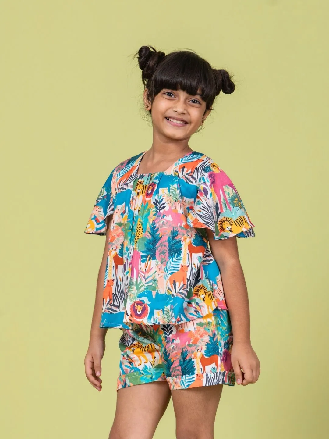 Girls Cotton Top & Shorts Coord Set| Whimsical Forest