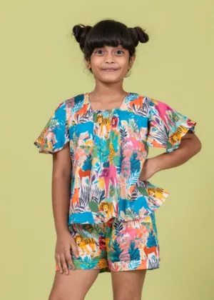 Girls Cotton Top & Shorts Coord Set| Whimsical Forest