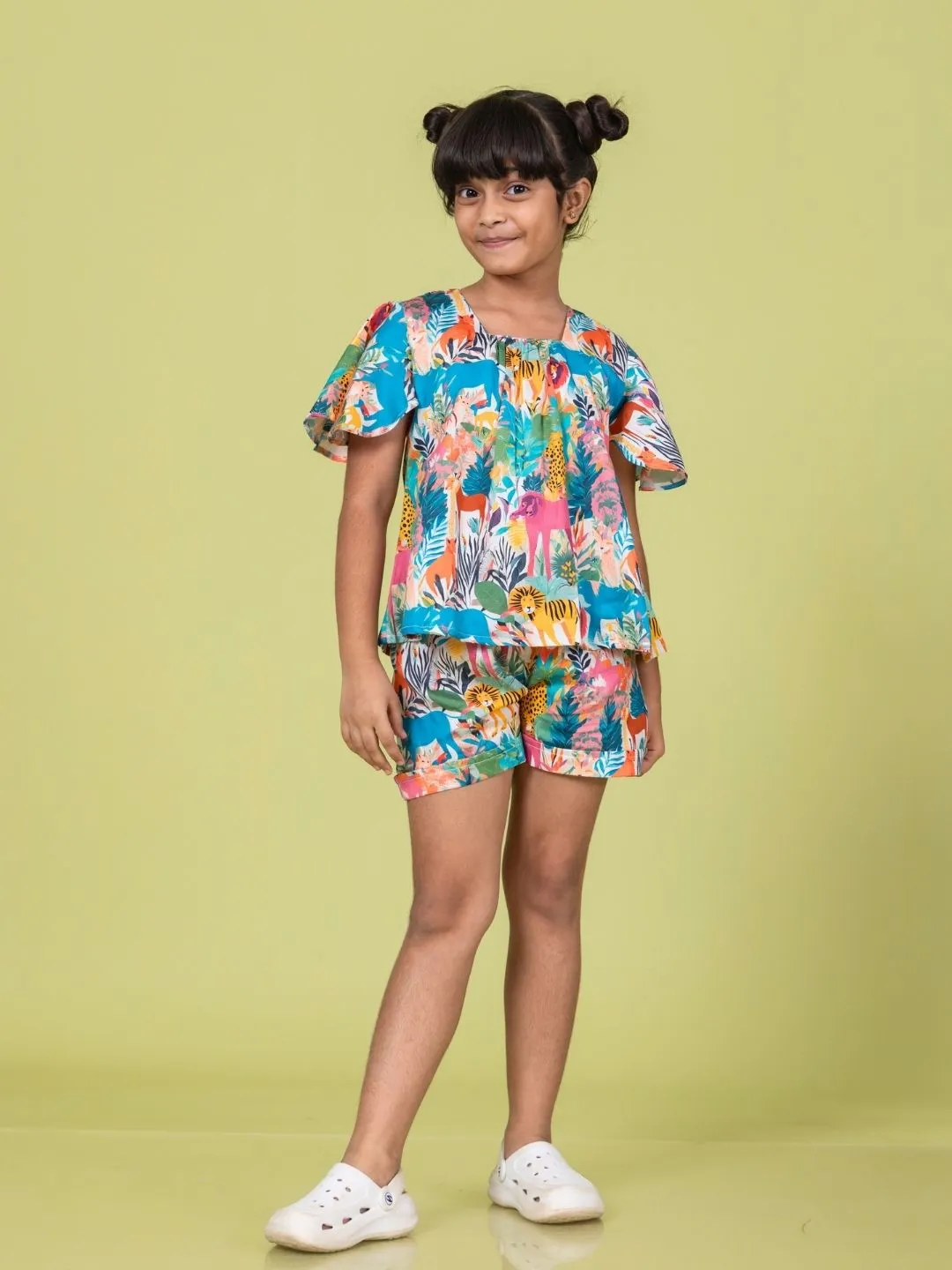 Girls Cotton Top & Shorts Coord Set| Whimsical Forest