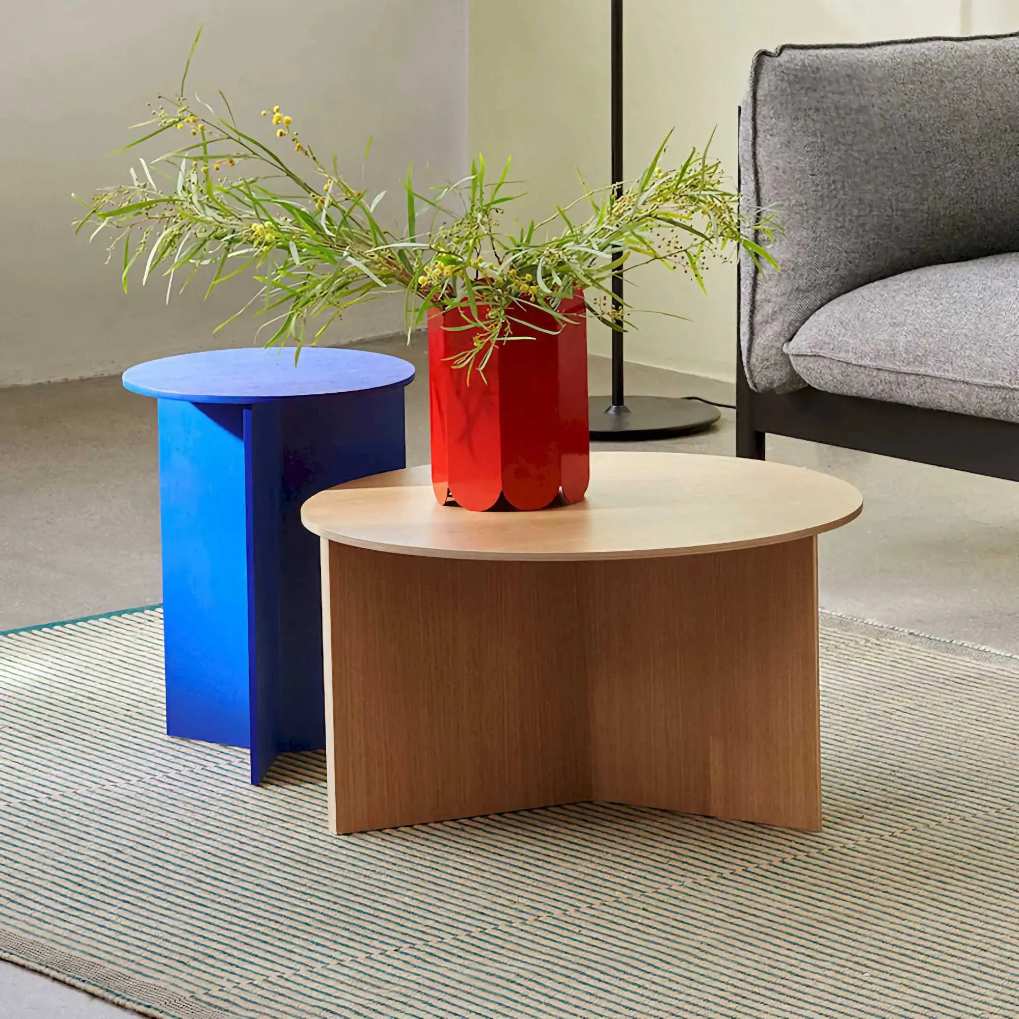 Hay Slit side table wood high, vivid blue