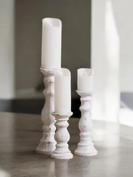 Large Matt White Slim Ceramic Candlestick