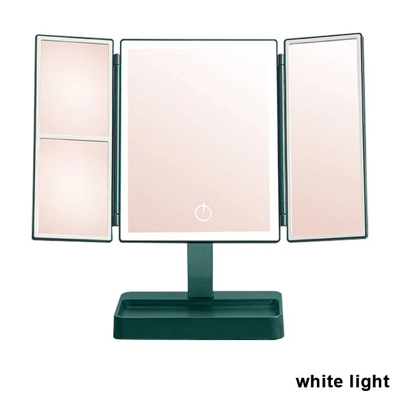 LED Light Vanity Mirror Magnifying Cosmetic 3 Folding Makeup Mirrors 270 Rotation Stepless Dimmer Beauty Table Mirrors