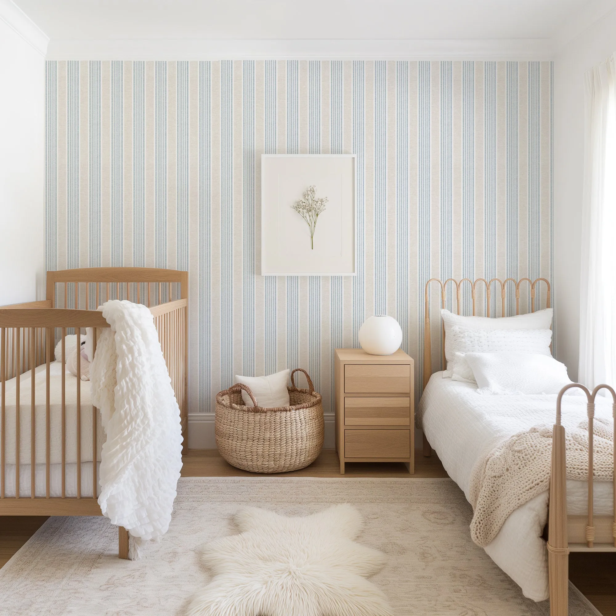 Nantucket Stripe Wallpaper – Classic Coastal Farmhouse Wallcovering