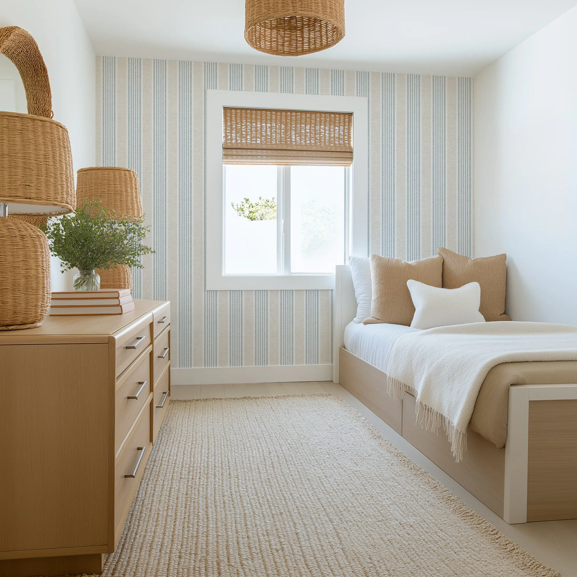 Nantucket Stripe Wallpaper – Classic Coastal Farmhouse Wallcovering