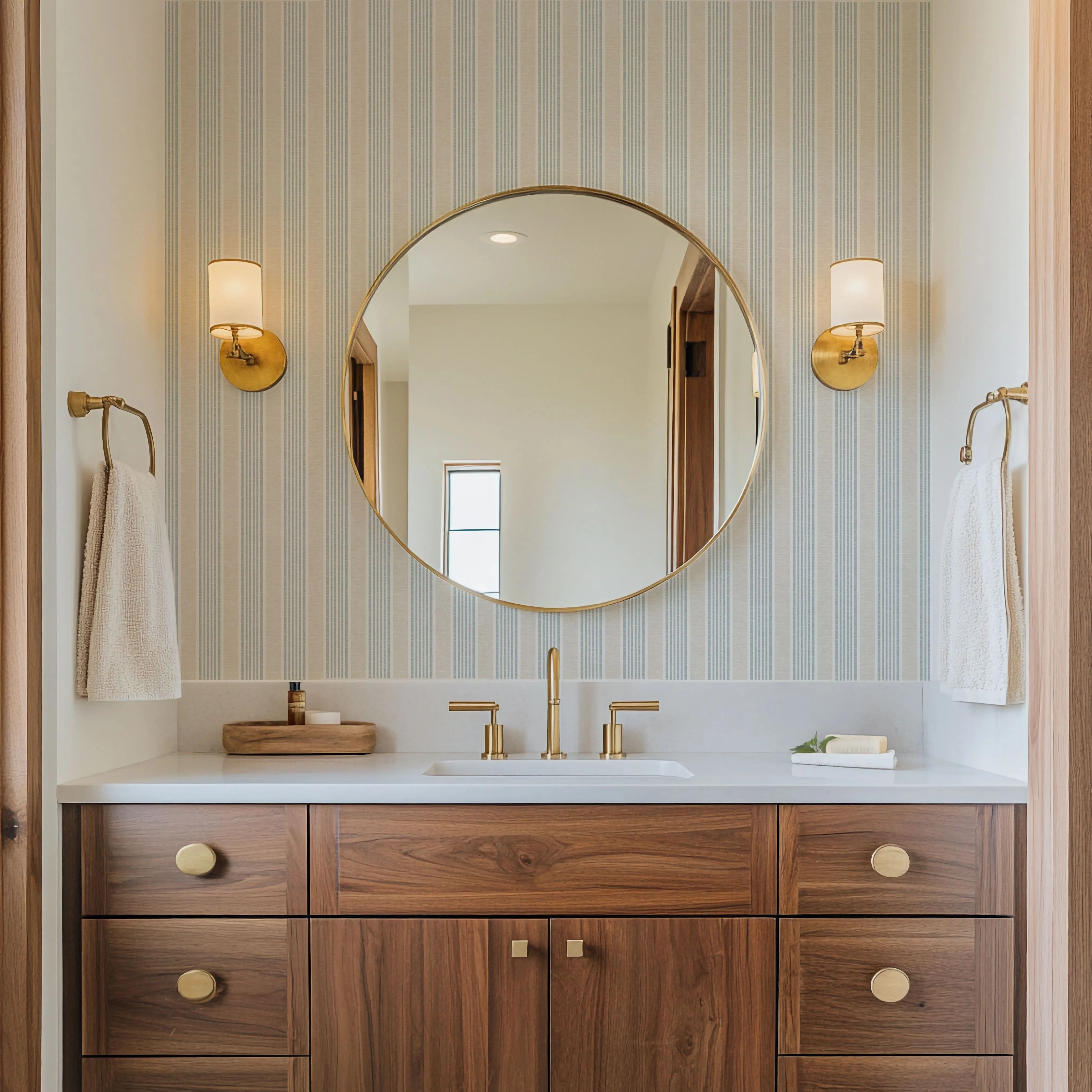 Nantucket Stripe Wallpaper – Classic Coastal Farmhouse Wallcovering