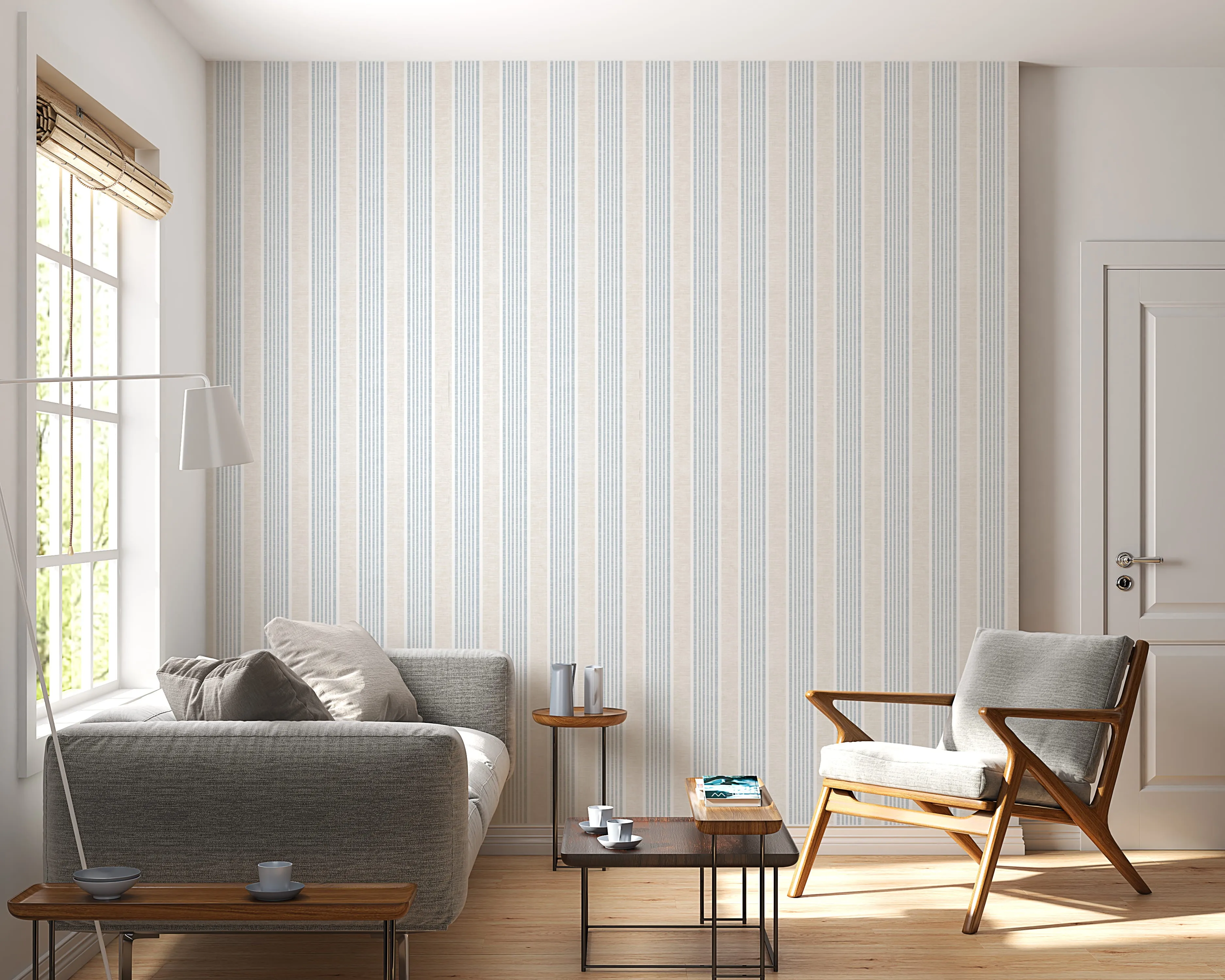 Nantucket Stripe Wallpaper – Classic Coastal Farmhouse Wallcovering