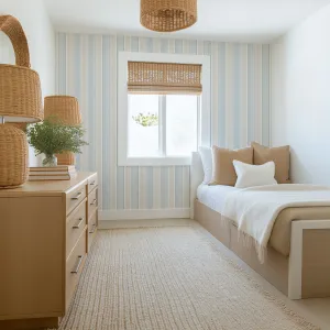 Nantucket Stripe Wallpaper – Classic Coastal Farmhouse Wallcovering
