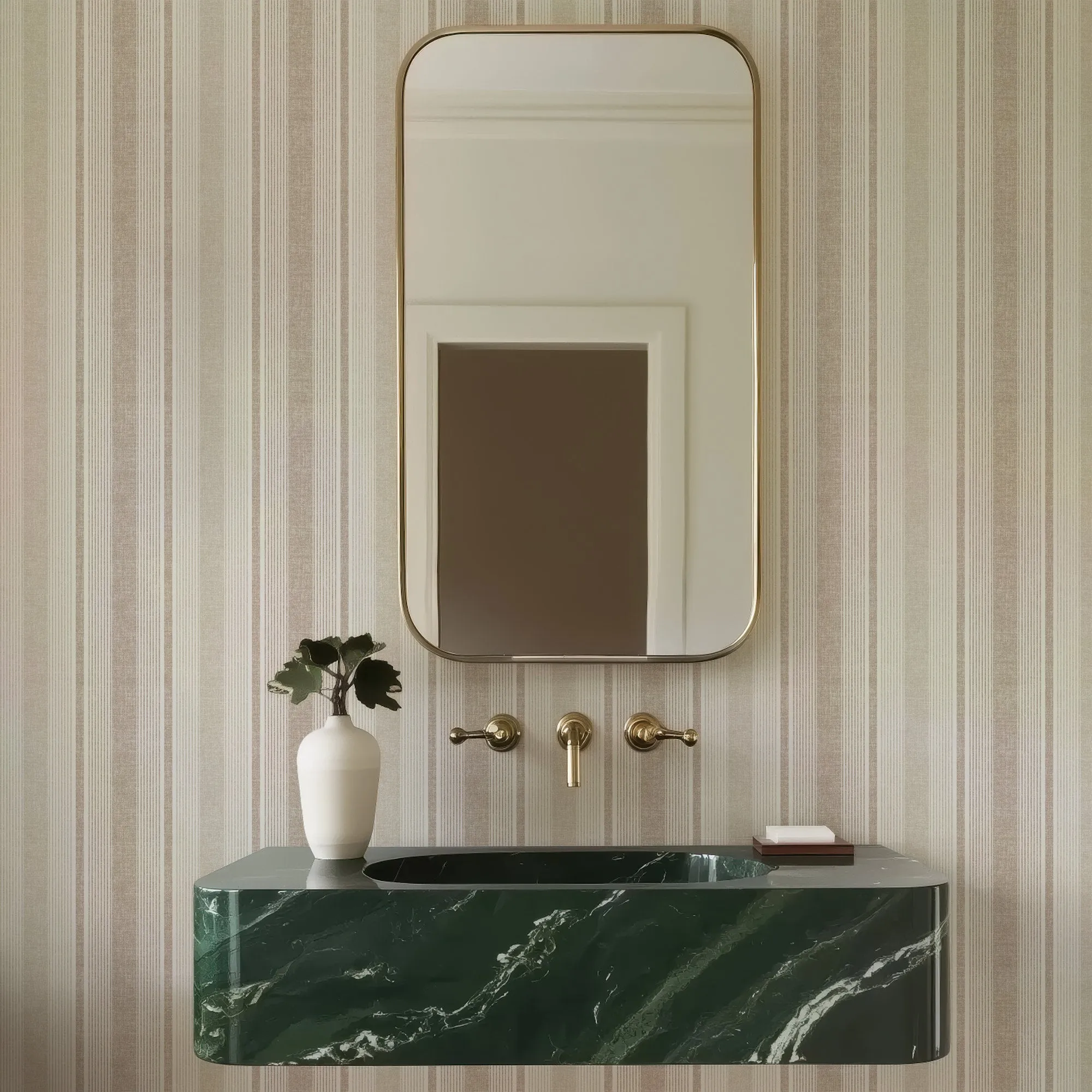 Ojai Stripe Wallpaper – Neutral Linen Texture Striped Wall Covering