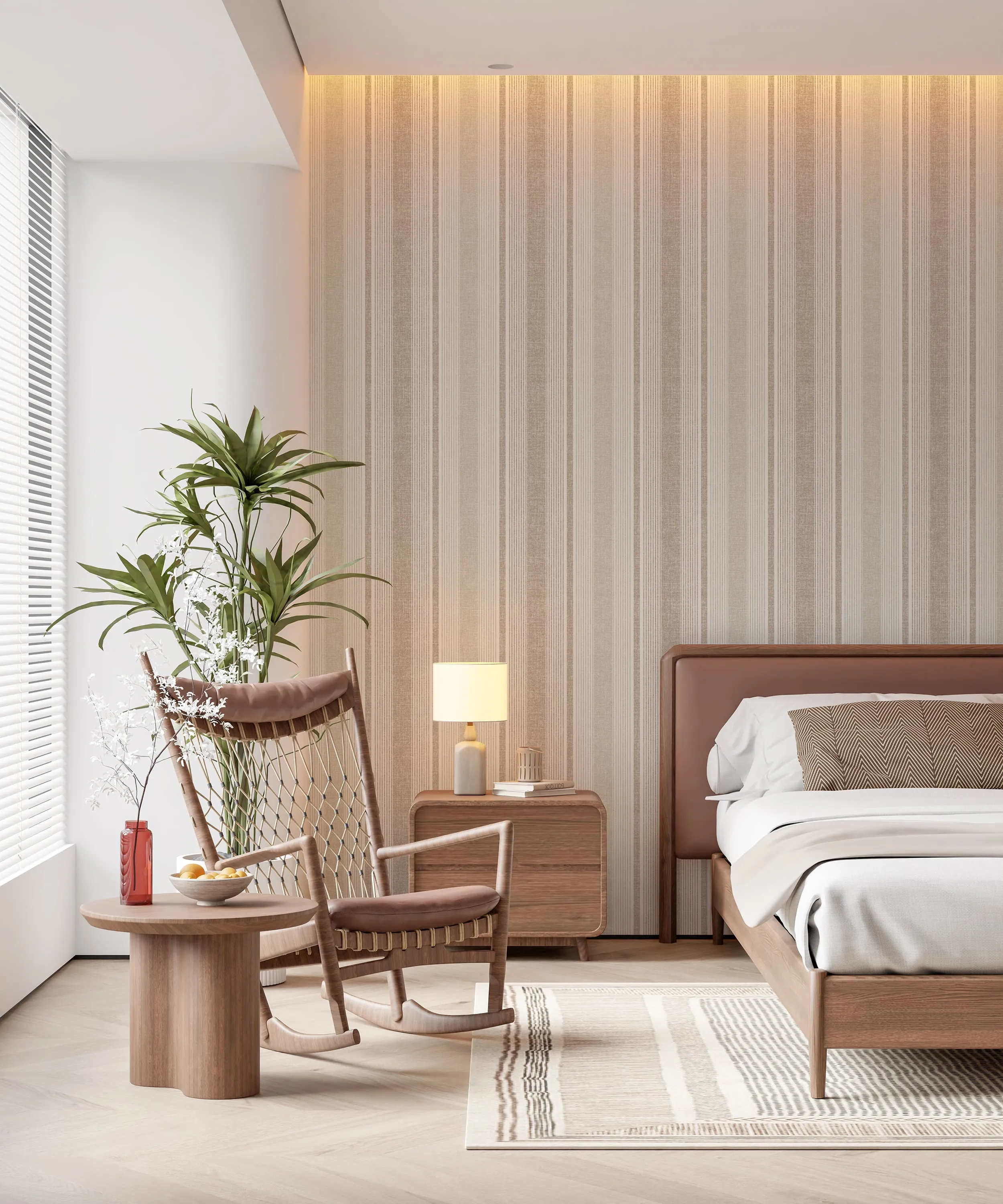Ojai Stripe Wallpaper – Neutral Linen Texture Striped Wall Covering