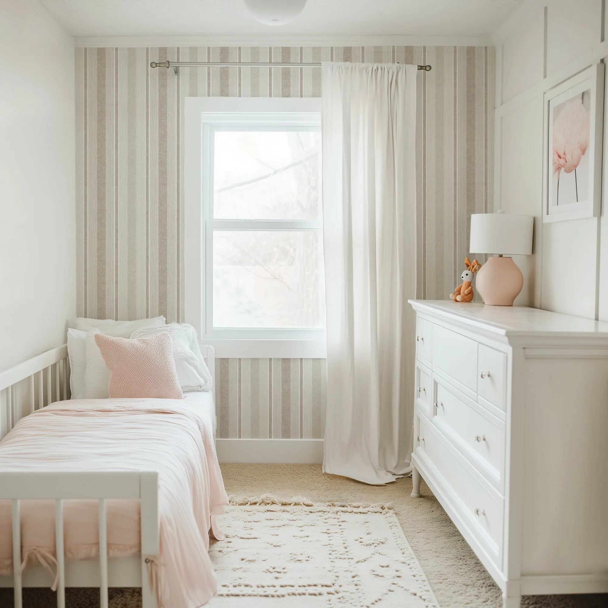 Ojai Stripe Wallpaper – Neutral Linen Texture Striped Wall Covering