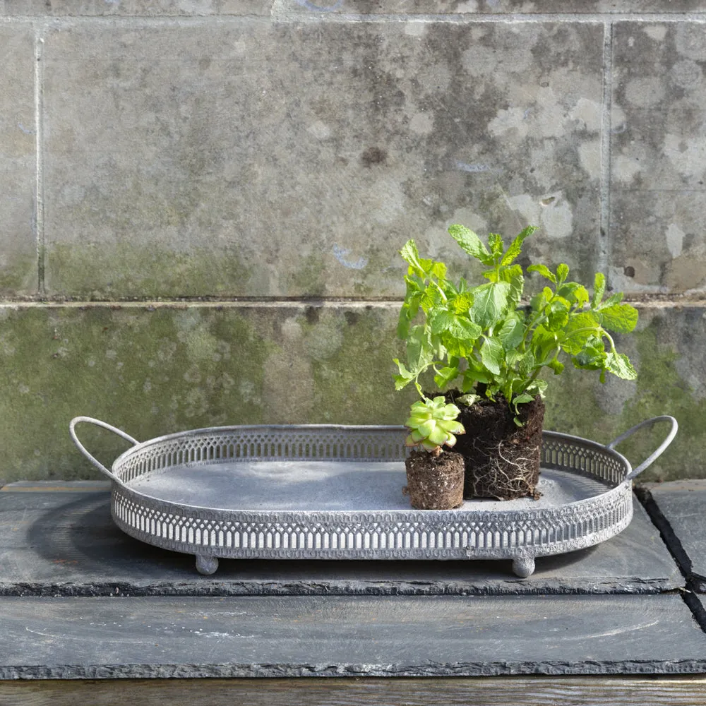 Ornate Oval Tray with Handles