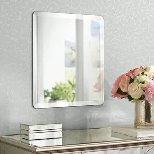 Quality Glass Square Shape Frameless Decorative Mirror Mirror Glass for Wall Mirror for bathrooms Mirror in Home Mirror Decor Mirror Size : (12X 12 inch QGFL 130, Silver) Unframed