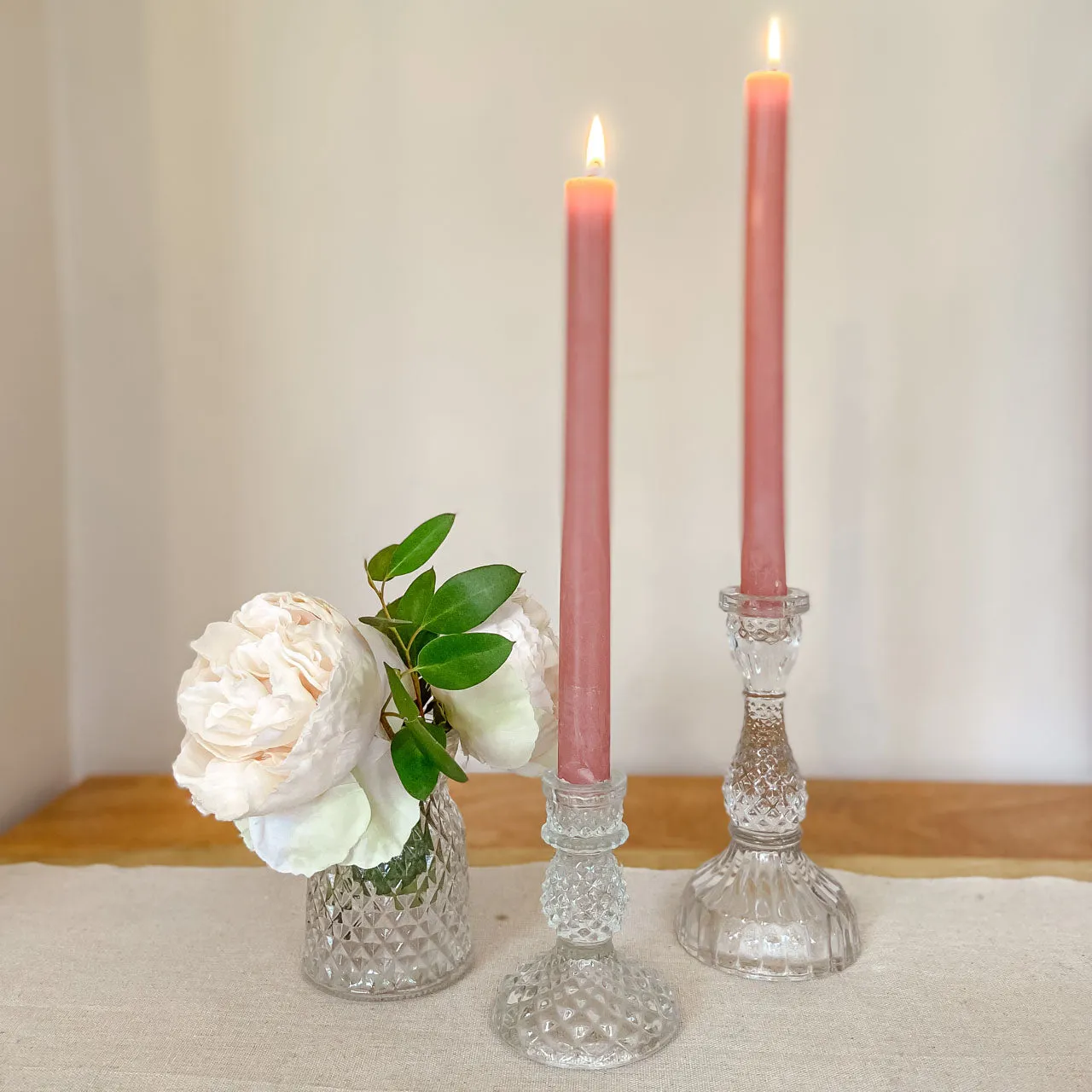 Rustic Dinner Candles - Pack of 5 (Dusky Pink)