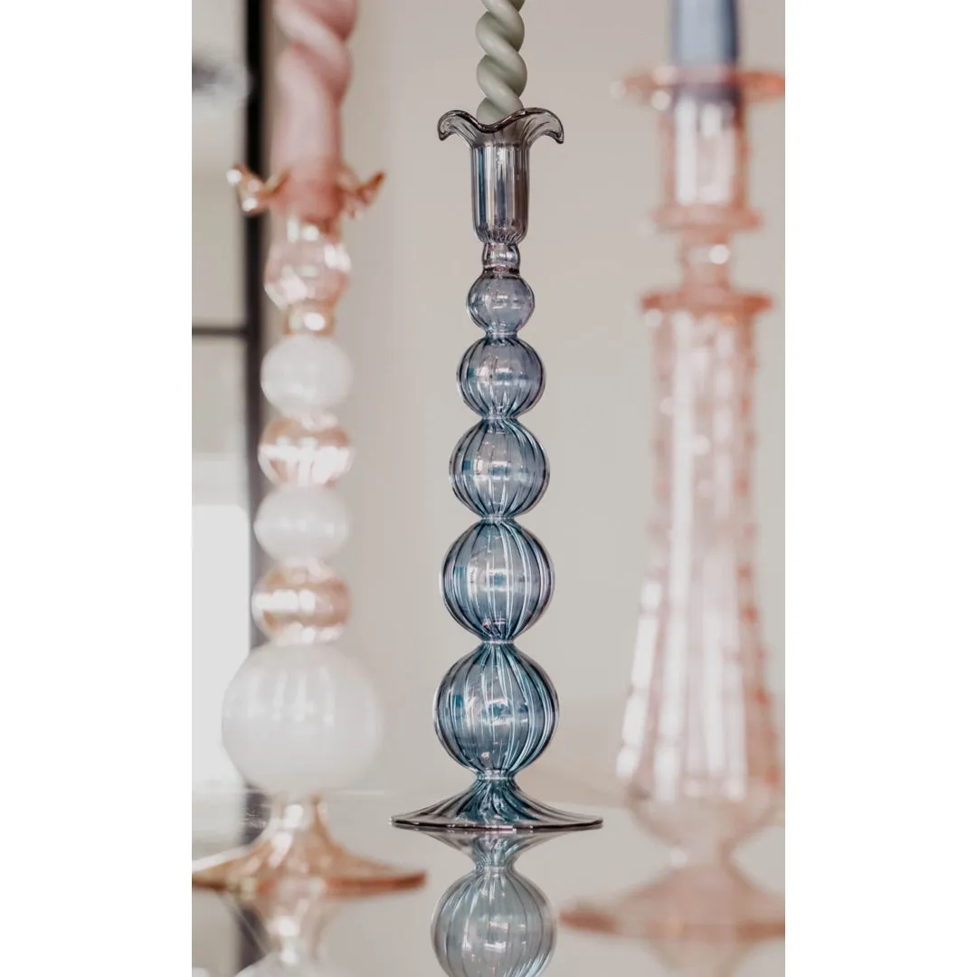 Sky Glass Candlestick Blue