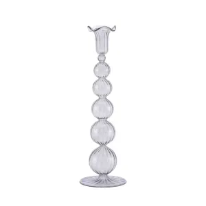 Sky Glass Candlestick Grey