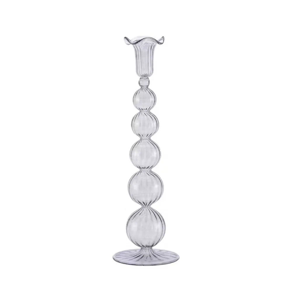 Sky Glass Candlestick Grey