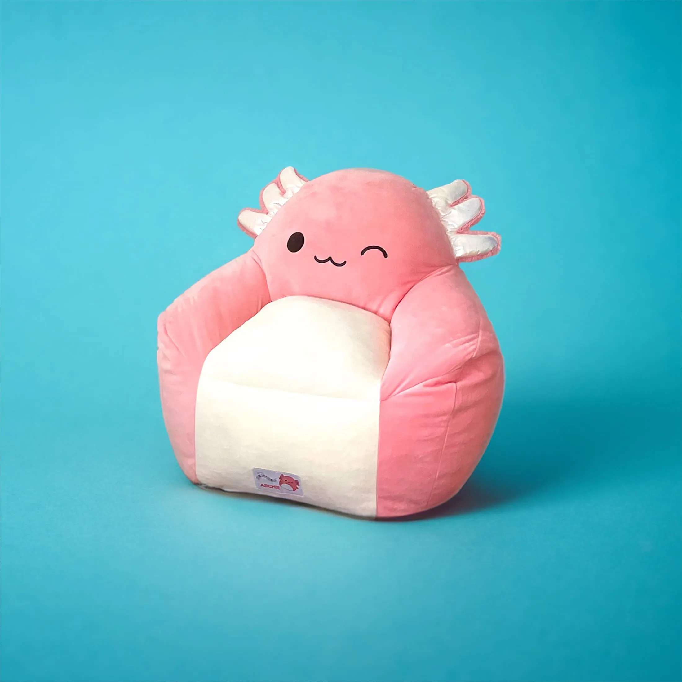 Squishmallows Official Archie Bean Bag Chair - 30 in Wide Kids Squishy Soft Chair, Pink/White