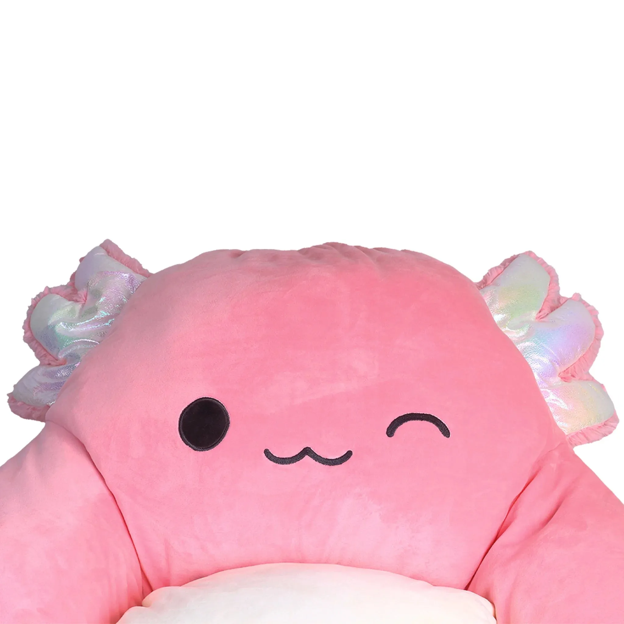 Squishmallows Official Archie Bean Bag Chair - 30 in Wide Kids Squishy Soft Chair, Pink/White