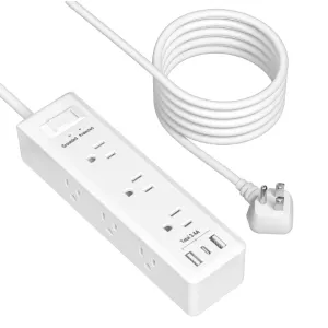 Surge Protector Power Strip with 9 Outlets 2 USB-A 1 USB-C 3-Side Outlet