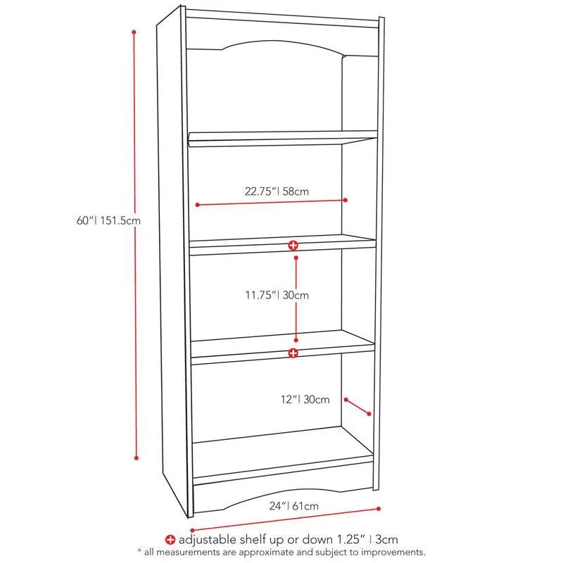 Tall Bookcase in Black, 60"
